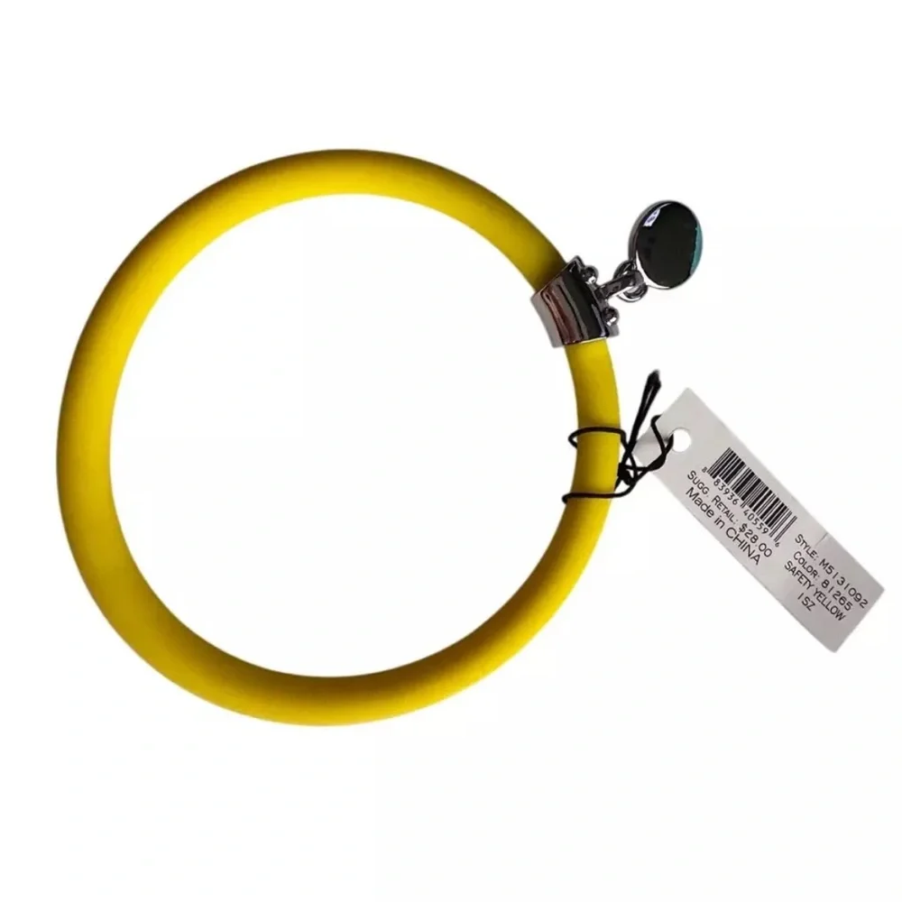 NEW! MARC JACOBS Silicone Bracelet in Safety Yellow with Silver Charm